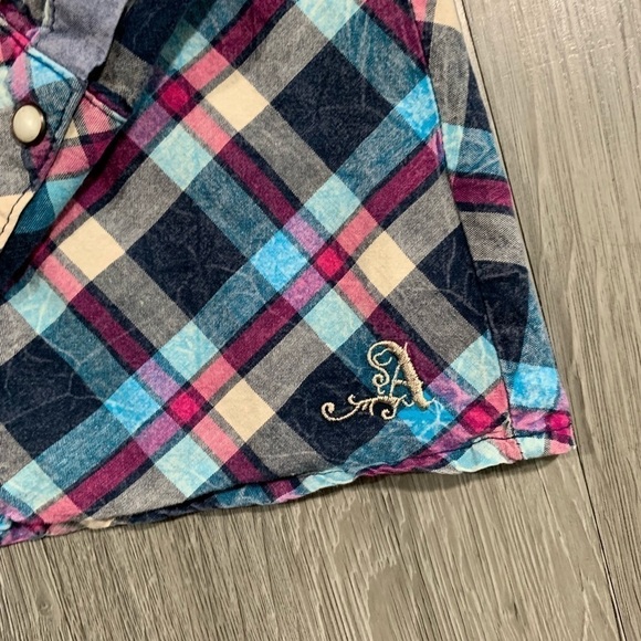 Adiktd Plaid Embroidered Long-sleeve Shirt size M - Picture 6 of 8